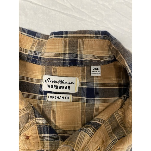 Eddie Bauer Workwear Foreman Fit 2XL Plaid Short Sleeve Shirt - Picture 3 of 9